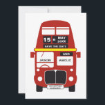 Londres Bus Enregistrer la carte Date personnalisé<br><div class="desc">Bus londonien personnalisé Enregistrer la carte Date. Une excellente façon d'annoncer votre mariage! Autres options sur : http://www.zazzle.co.uk/designbyredline</div>