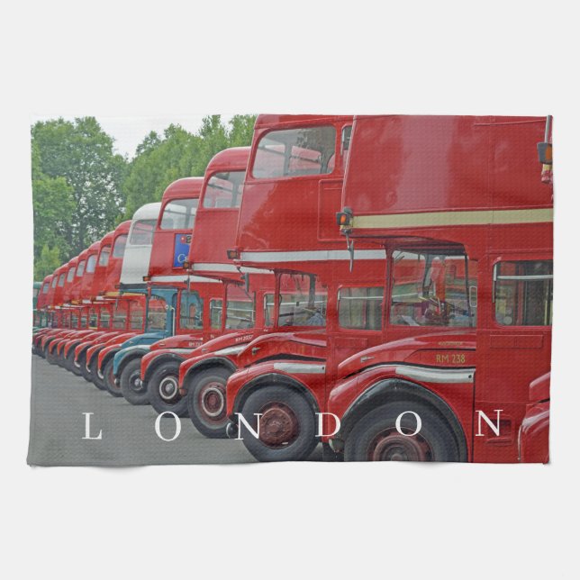 Londres bus thé serviette (Horizontal)