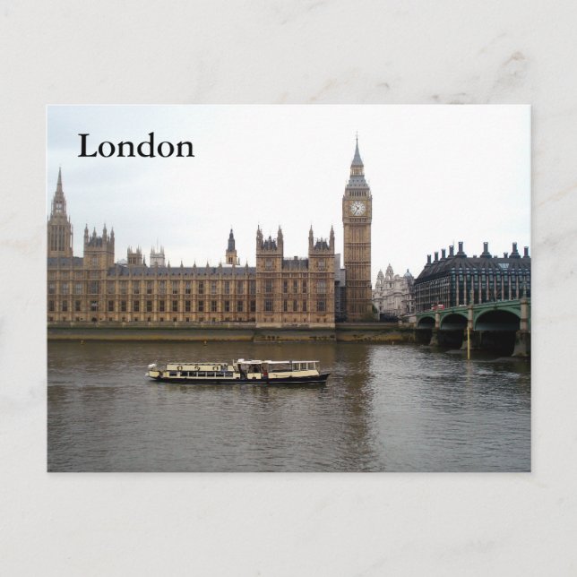 Londres, Carte postale des Chambres du Parlement (Devant)