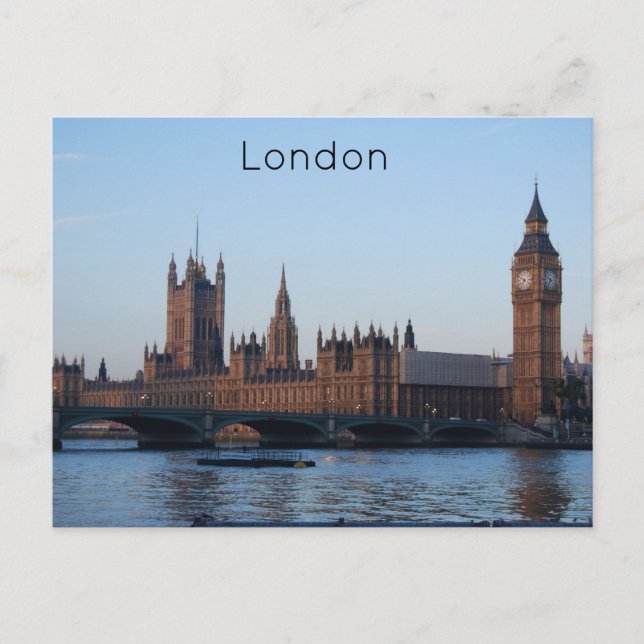 Londres, Carte postale des Chambres du Parlement (Devant)