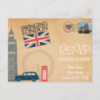 Londres Mariage à thème RSVP Invitation avec photo