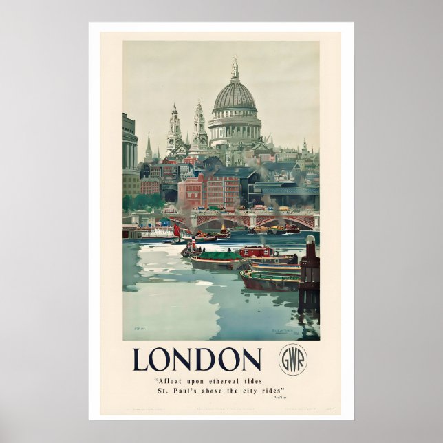 Londres, St Pauls Affiche de voyage vintage - Enca (Devant)