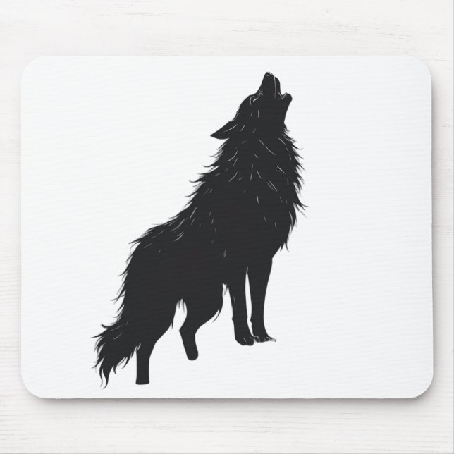 🐺 Lone Wolf Howling Design tapis de souris (Devant)