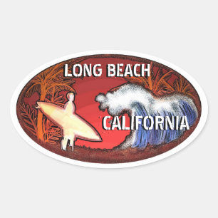 Long Beach California surfer vagues art stickers