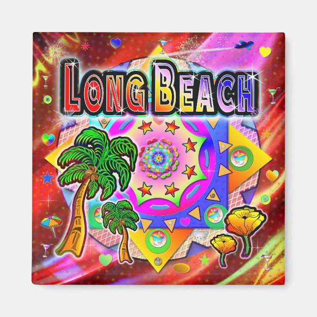 Long Beach Tropical Friends Magnet (Devant)