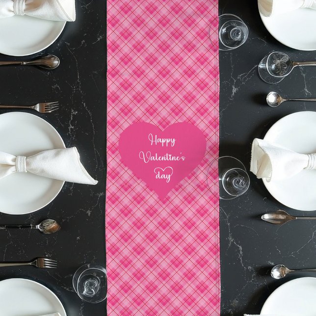 Long Chemin de table coeurs roses romantiques Cadeau de (Romantic Pink Hearts Table Runner Valentine Gift)