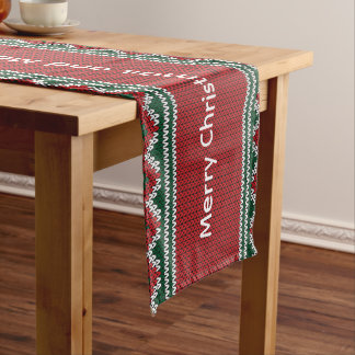 Long Chemin de table de Noël à motif tricoté personnali