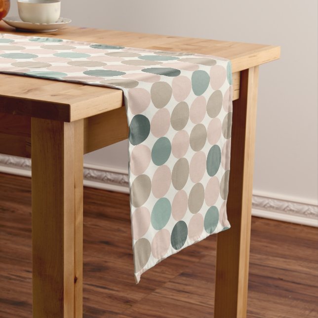 Long Chemin de table géométrique turquoise et moka (In Situ)