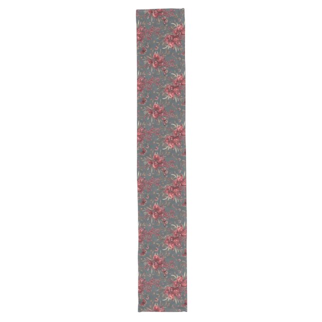 Long Couleur Grenade & Branche d'Olive Chemin de Table  (Devant)