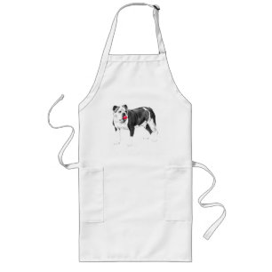 Long Cuisinier heureux, tablier langue rouge