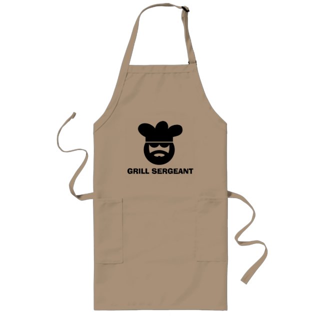 Long Grand tablier BBBQ beige pour hommes | Sergent-gri (Devant)