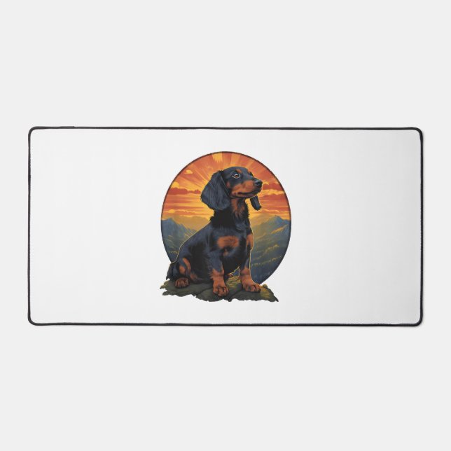 Long Haired Dachshund amoureux de animal retro vin (Recto)