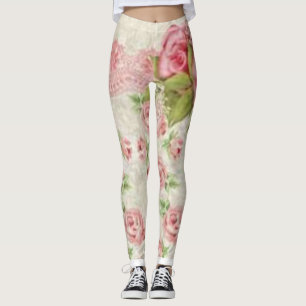 long leggings à fleurs roses