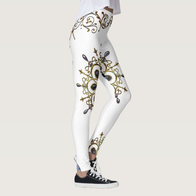 long leggings blancs en or bleu (Droite)