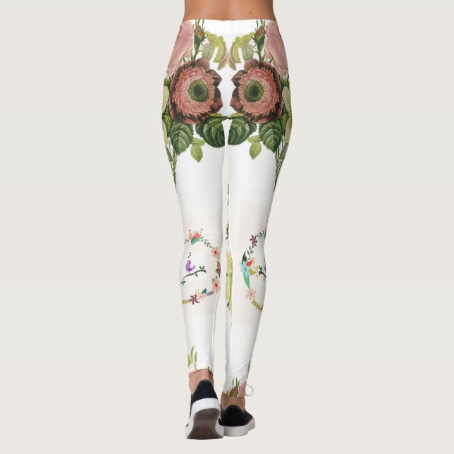 long leggings fleuris adolescent blanc (Dos)