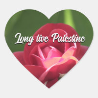 Long live Palestine rose vert coeur Autocollant