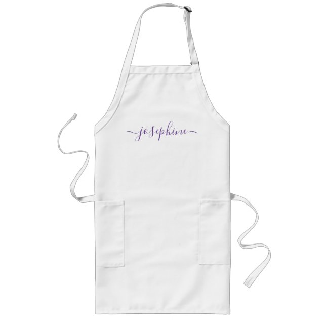 Long Purple Nom de script personnalisé tablier adulte (Devant)