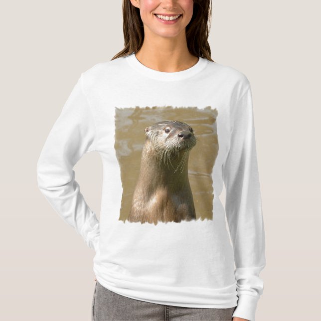Long T-shirt de douille de loutre curieuse (Devant)