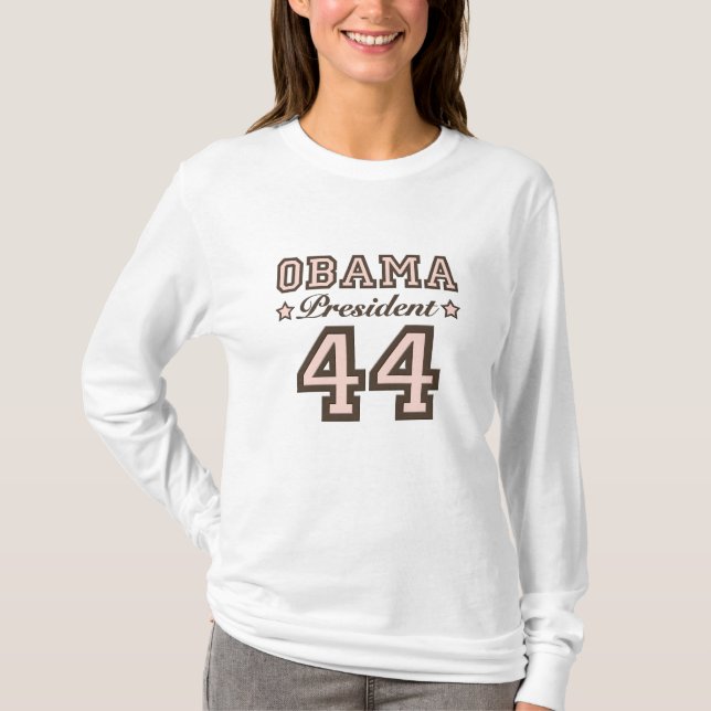Long T-shirt de douille du Président Obama 44 (Devant)