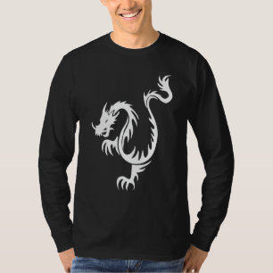 Long T-shirt de noir de douille de dragon tribal