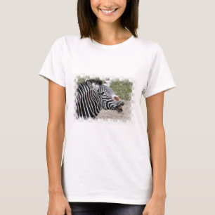 Long T-shirt de sourire de douille de zèbre