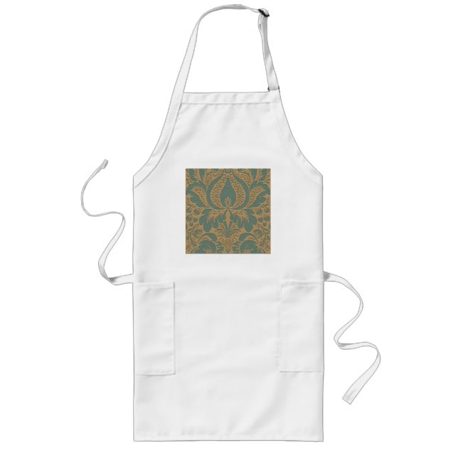 Long tablier beige turquoise (Devant)
