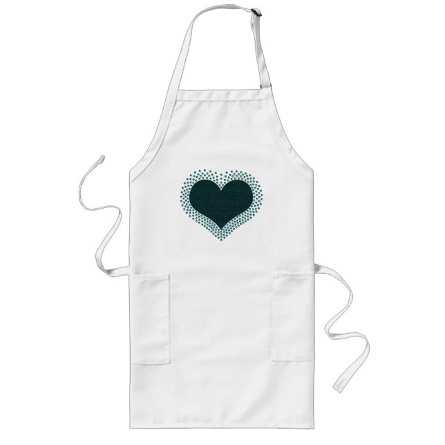Long Tablier de coeur métallique, Turquoise (Devant)