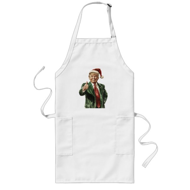 Long Tablier de cuisine de Noël drôle de Donald Trump (Devant)