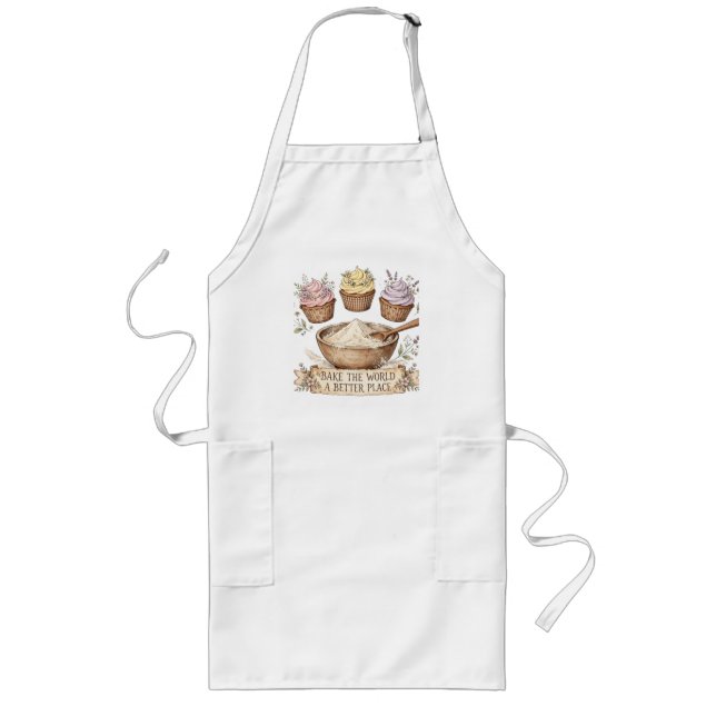 Long Tablier de cuisine "Faites du monde un endroit mei (Devant)