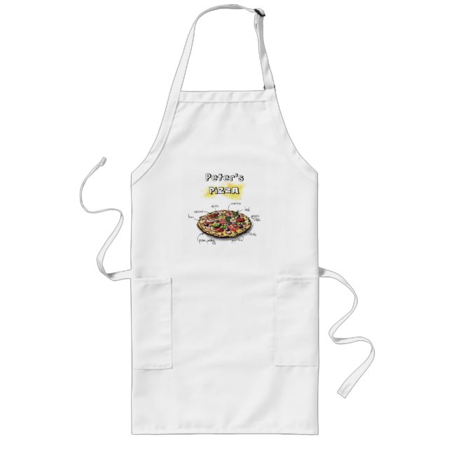 Long Tablier de Grillade Personnalisé avec Art de Pizza (Devant)