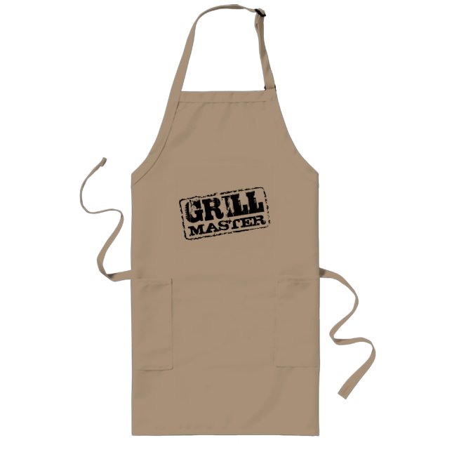 Long Tablier de maître de grill BBQ pour hommes | beige (Devant)