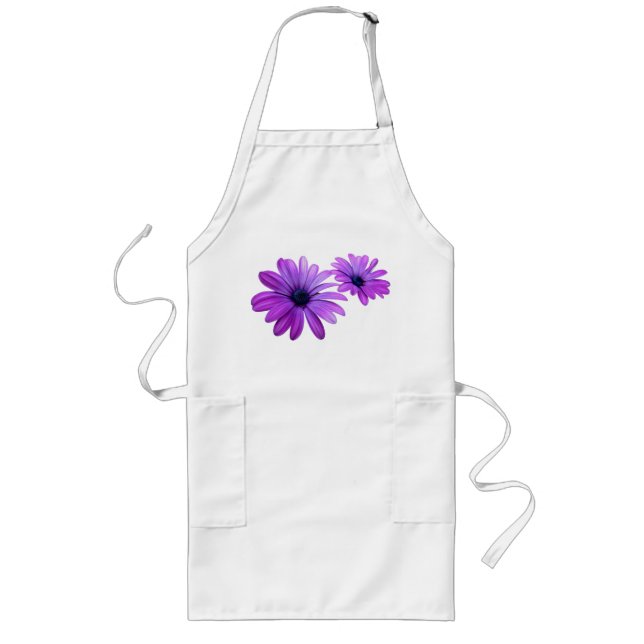 Long Tablier de marguerite violet Beau tablier de fleur (Devant)