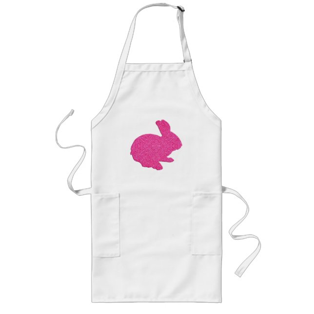 Long Tablier de Pâques de silhouette de lapin à paillet (Devant)