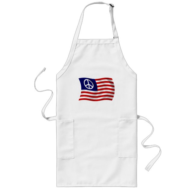 Long Tablier Drapeau Signe de Paix USA (Devant)