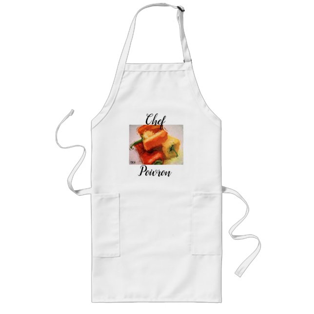 Long Tablier du chef avec Bell Peppers aquarelle look a (Devant)