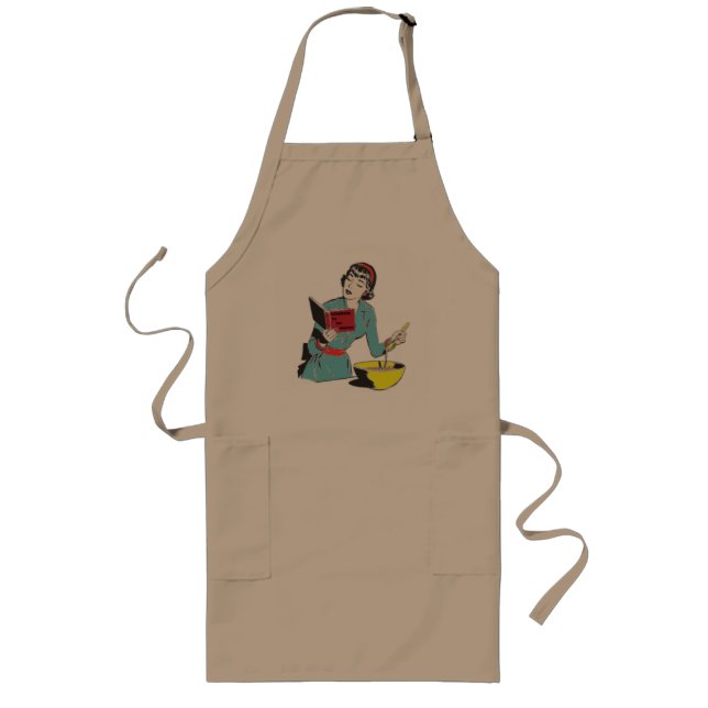 Long tablier fait sur commande, livre de cuisine (Devant)