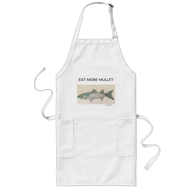 Long Tablier Mangez Plus de Mulet, Tablier de Poisson M (Devant)