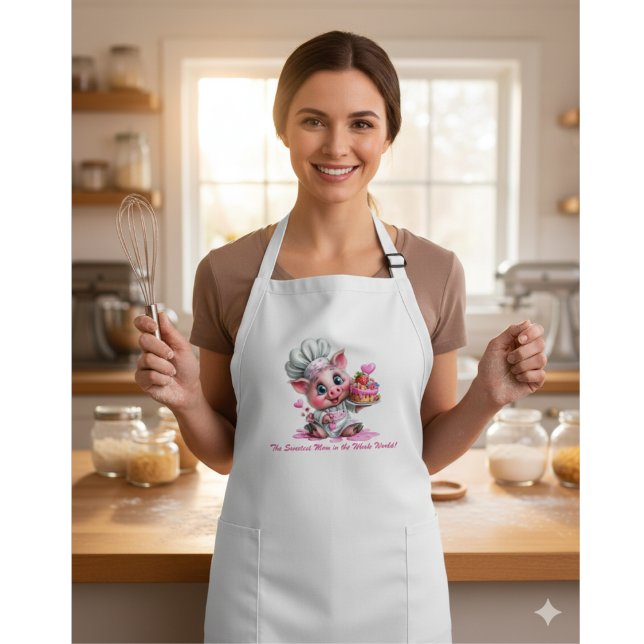 Long Tablier personnalisé Chef Cochon Maman la plus dou (Créateur téléchargé)