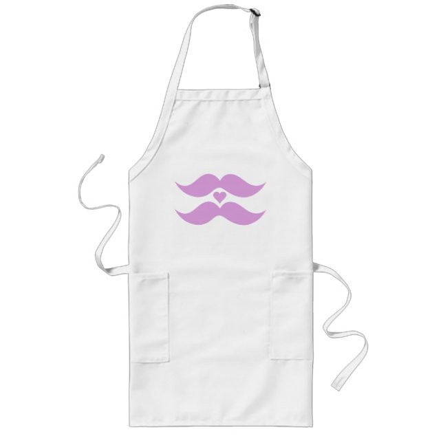Long Tablier personnalisé Moustaches roses (Devant)