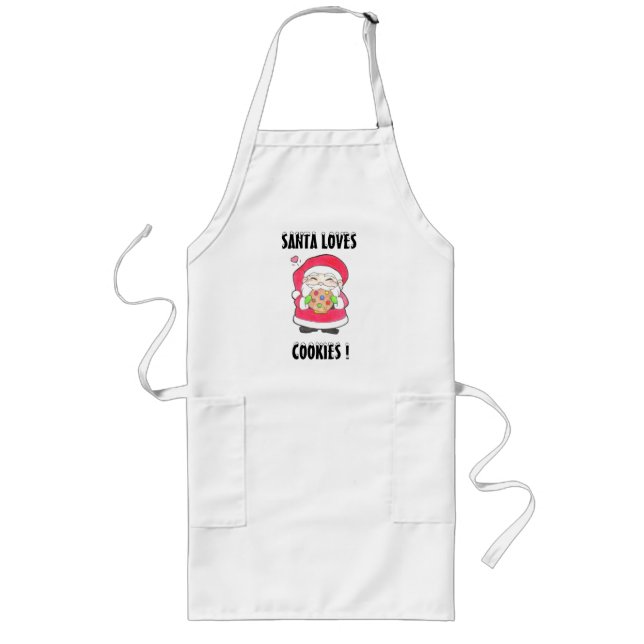 Long Tablier Santa Aime Les Cookies (Devant)