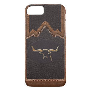 Longhorn Photo Faux Leather iPhone 7 Coque
