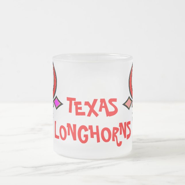 Longhorn Texas Stylisé Frosted Glass Mug (Centre)