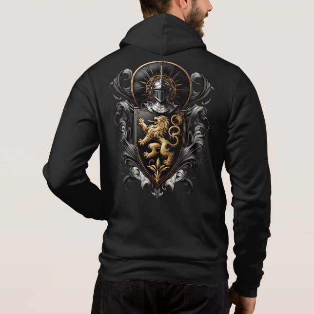 Longue veste de blason Sweat à capuche pour hommes (Dos)