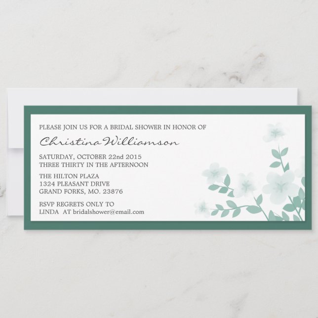 Longues invitations florales turquoises de Fête de (Devant)