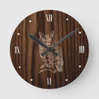 Look en bois avec horloge murale de hibou
