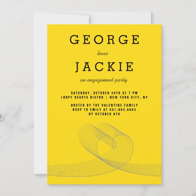 Loopy Love Lines Engagement Invitation (Devant)