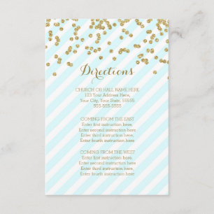 L'or bleu barre des cartes de direction de mariage