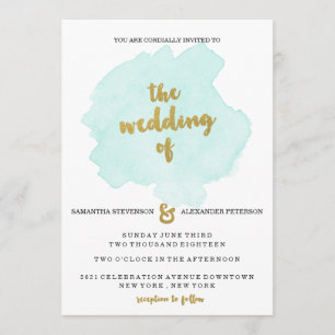 L'or et Teal rougissent faire-part de mariage