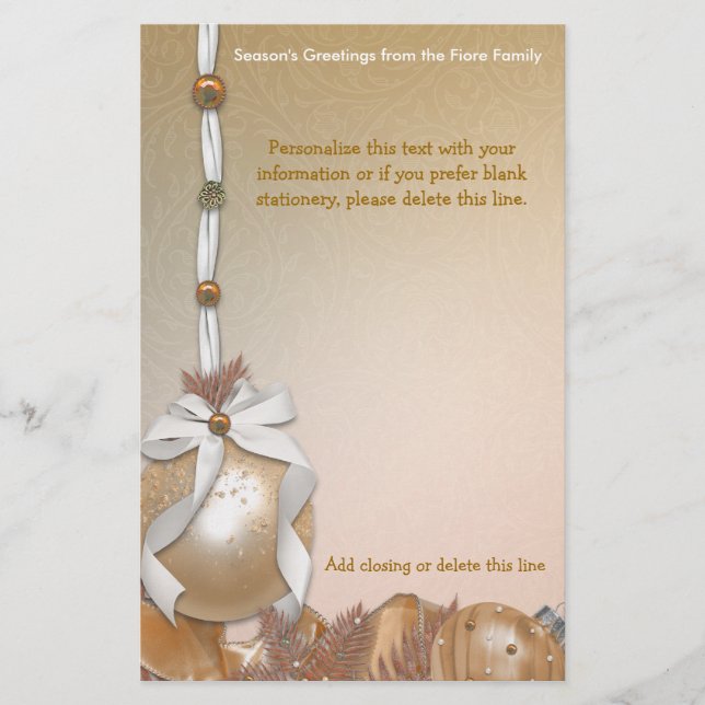 L'or personnalisable ornemente la papeterie (Devant)