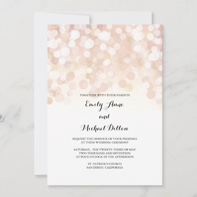 L'or rose miroite faire-part de mariage (Devant)